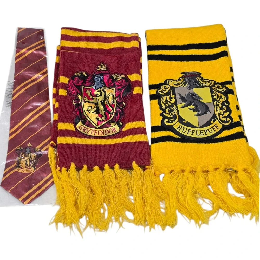 Harry Potter Gryffindor‎ Hufflepuff Scarf Tie Set Wizarding World Cosplay
